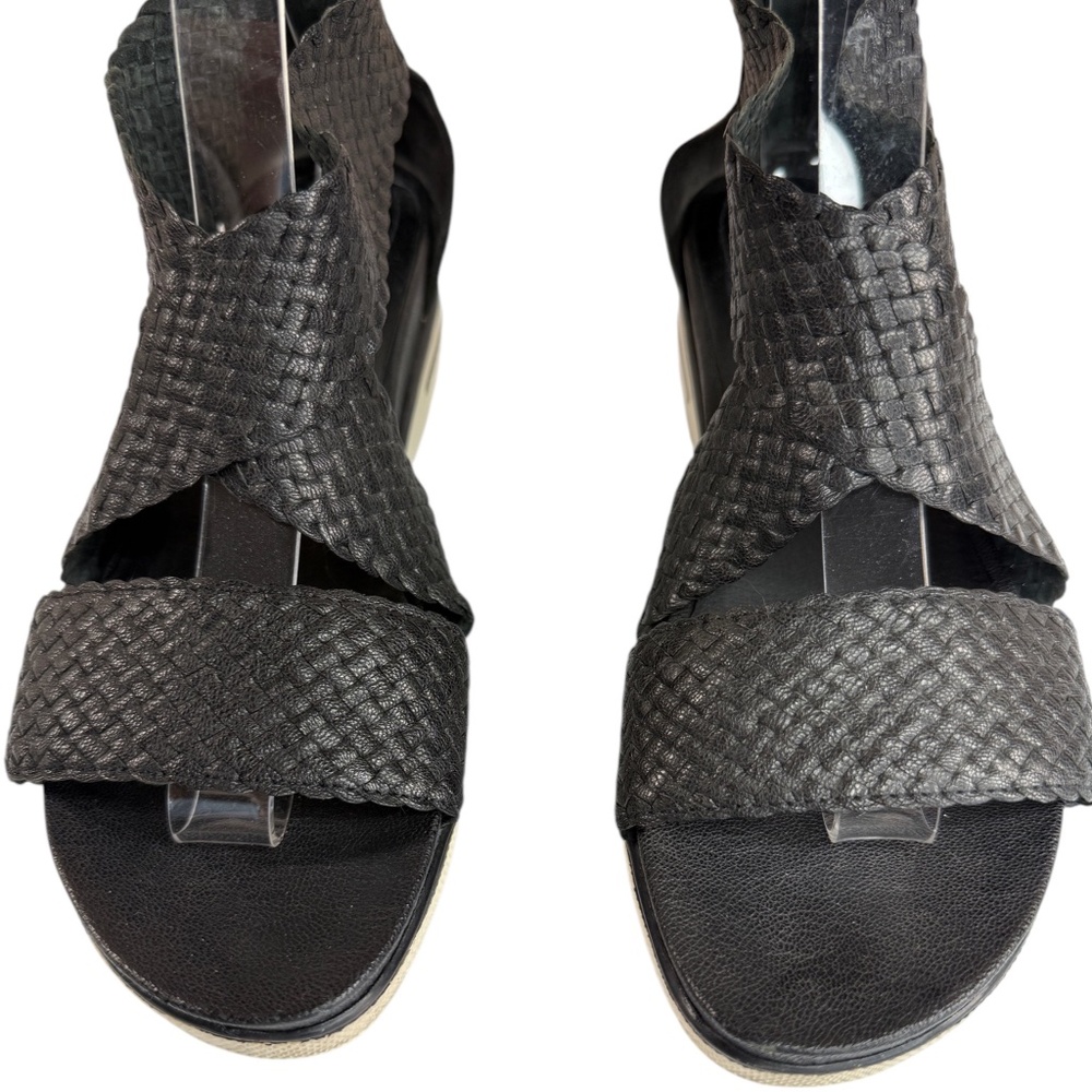 Eileen Fisher Sport Woven Leather Platform Sandal Sneakers Black Size 8 - Picture 8 of 13